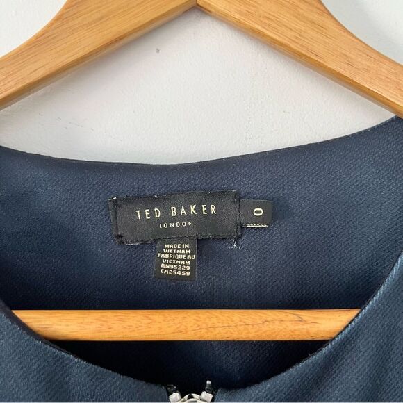 Ted Baker Navy Cosetee Pergola Print Cropped Belted Jumpsuit - Picture 15 of 16